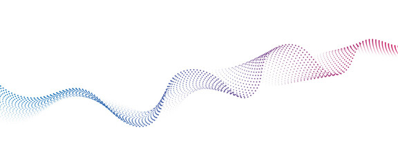 Flowing Dot Wave halftone gradient pattern on transparent background