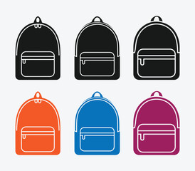 School Bag Silhouette Icon. Backpack Silhouette Symbol. Minimalist School Bag Icon. Black School Backpack Outline.