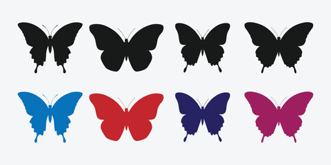 Butterfly Silhouette Icon. Elegant Butterfly Outline Symbol. Minimalist Butterfly Silhouette. Flying Butterfly Icon in Black.