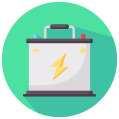 car battery vector round flat icon