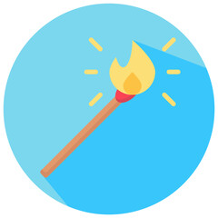 burning match vector round flat icon