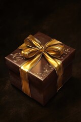 Gift wrapped with gold ribbon
