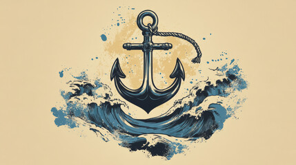 Vintage retro anchor badge vector sign sea ocean graphic element nautical anchorage symbol illustration