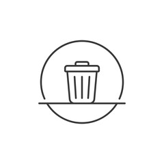A minimalist trash bin icon in a circle, perfect for digital interfaces. It signifies delete or remove functions, enhancing user experience with its clear, easily recognizable design