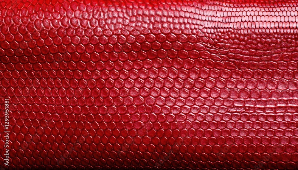 Poster textured synthetic red snake skin a striking closeup of vivid artificial reptile hide, capturing a f