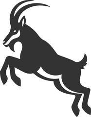 Goat with front legs slightly bent, about to jump animal vector silhouette