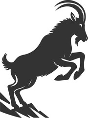 Goat with front legs slightly bent, about to jump animal vector silhouette