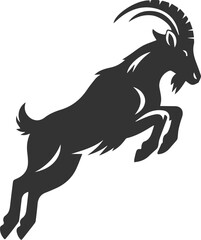Goat with front legs slightly bent, about to jump animal vector silhouette