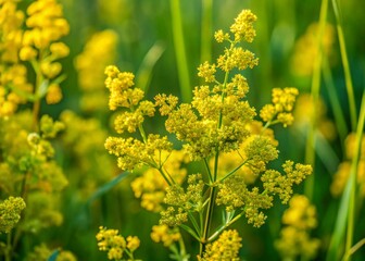 Obraz premium Galium verum: Lady's Bedstraw Blooming in Lush Summer Meadow