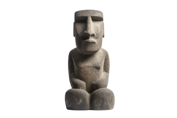 Iconic Moai statue from Easter Island, representing Rapa Nui culture, isolated on transparent background