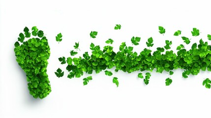 Green Leaves Forming a Carbon Footprint Illustration for Environmental Awareness