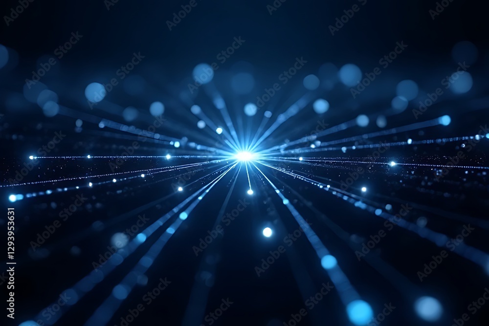 Aufkleber abstract image featuring radiating blue light trails emanating from a central point.
