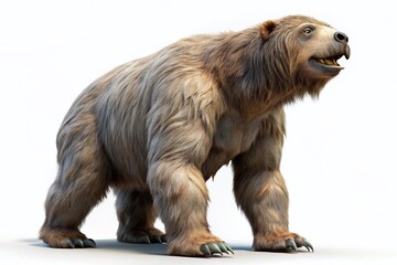 Fototapeta premium Giant Ground Sloth: Ancient Mammal, 3D Realistic Render, Isolated on White Background