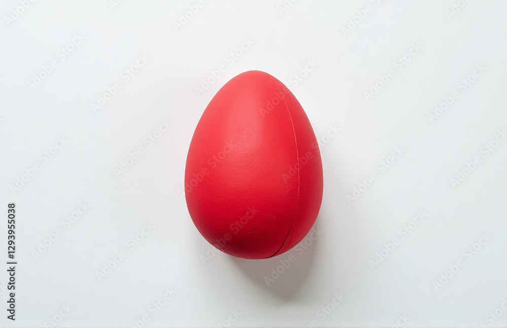 Aufkleber Simple Yet Colorful Flat Lay Composition Featuring A Red Paper Easter Egg On A White Background With Minimal Design Elements.