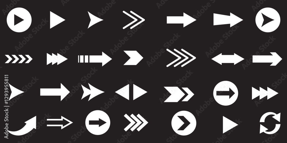 Poster arrows big black set icons. arrow icon. arrow vector collection. arrow. cursor. modern simple arrows