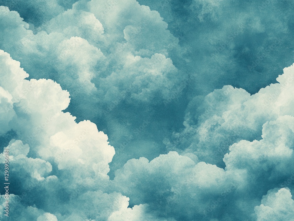 Aufkleber dreamy sky texture with fluffy clouds in serene blue tones abstract background for creative projects