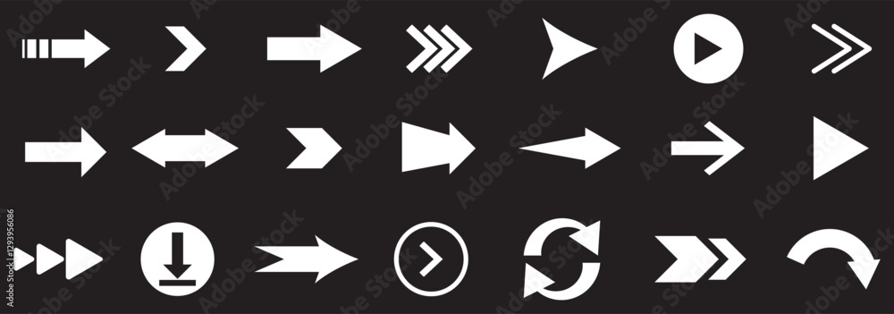 Poster arrows big black set icons. arrow icon. arrow vector collection. arrow. cursor. modern simple arrows