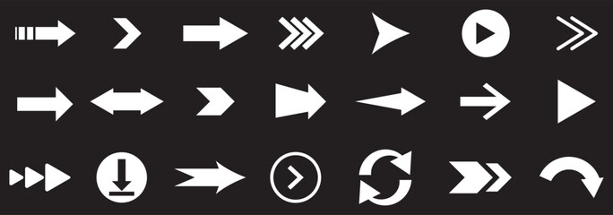 Arrows big black set icons. Arrow icon. Arrow vector collection. Arrow. Cursor. Modern simple arrows. Vector illustration