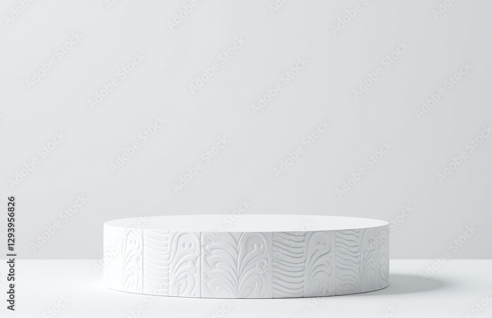 Aufkleber simple podium decorated with a subtle easter wave pattern, white background complex textures, high r