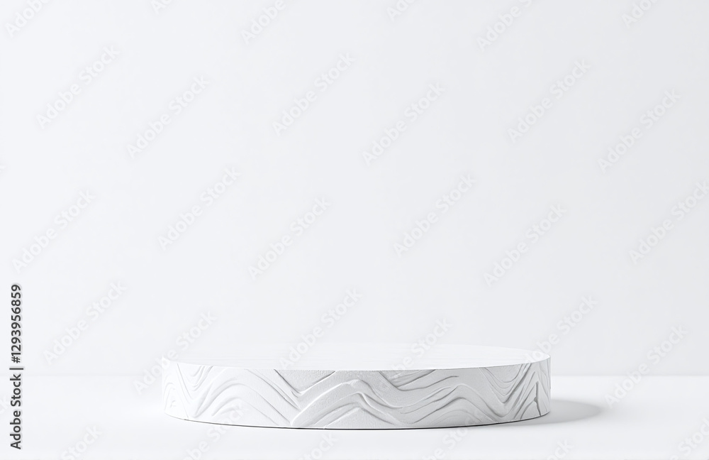 Poster simple podium decorated with a subtle easter wave pattern, white background complex textures, high r
