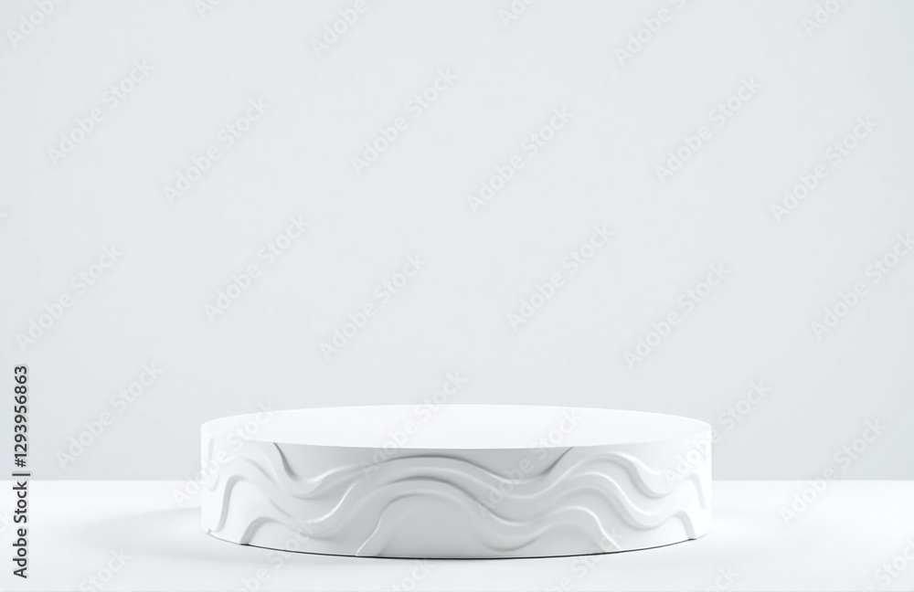 Poster simple podium decorated with a subtle easter wave pattern, white background complex textures, high r