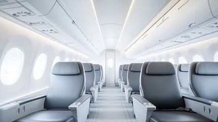 Obraz premium A row of seats inside a civil airliner