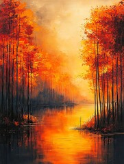 Oil painting ofa nature landscape