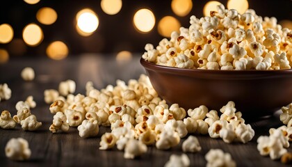 Bowl of Popcorn with Golden Lights