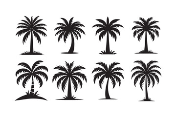 Palm tree bundle set Vector illustration