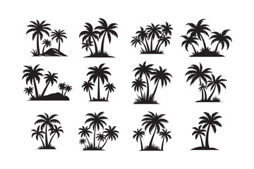 Palm tree bundle set Vector illustration