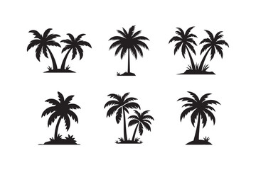 Obraz premium Palm tree bundle set Vector illustration
