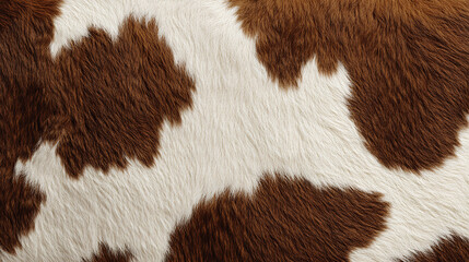 Cow print background with organic brown and white patches on natural cowhide
