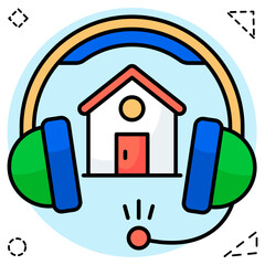 A colored design icon of restaurant