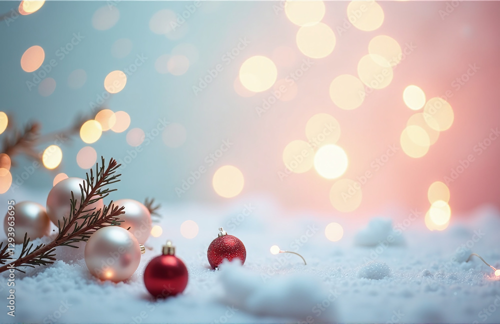 Aufkleber pastel background christmas banner features a soft, abstract design with twinkling bokeh lights crea