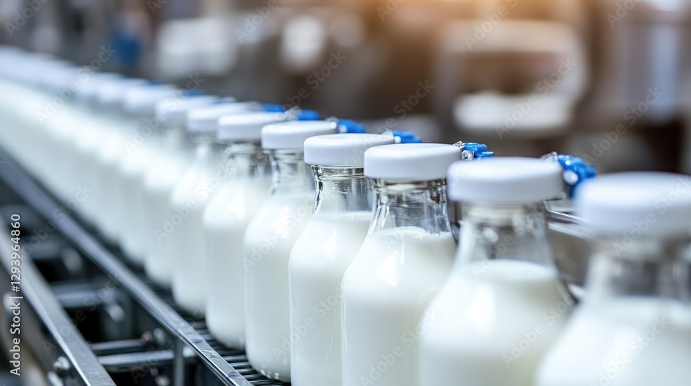 Poster automated quality control system scanning packaged dairy products for safety checks.