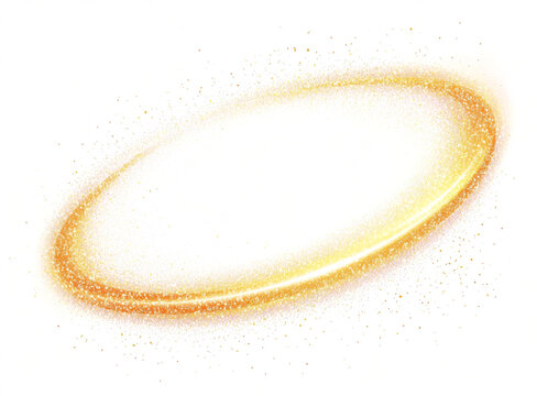 golden halo with glitter effect, oval shape, vector illustration, flat design,