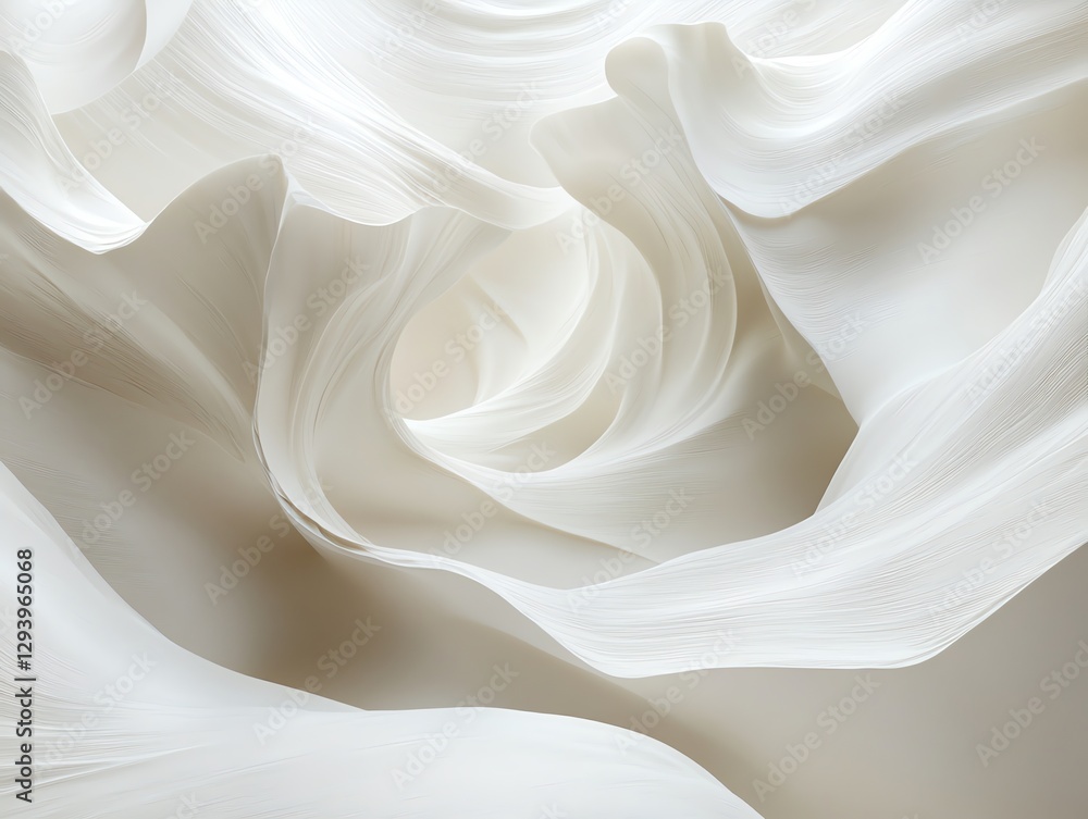 Poster abstract white fabric flowing gently with subtle texture and soft light