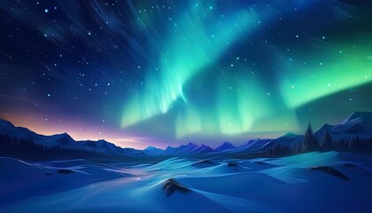 Fototapeta premium aurora borealis green and blue night sky wallpaper