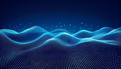 abstract blue background with digital waves and dots