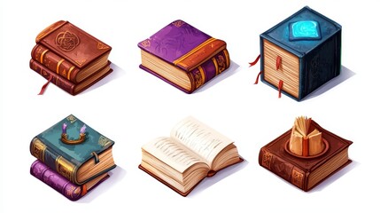 A set of icons for games. Books. Isolated on a white background
