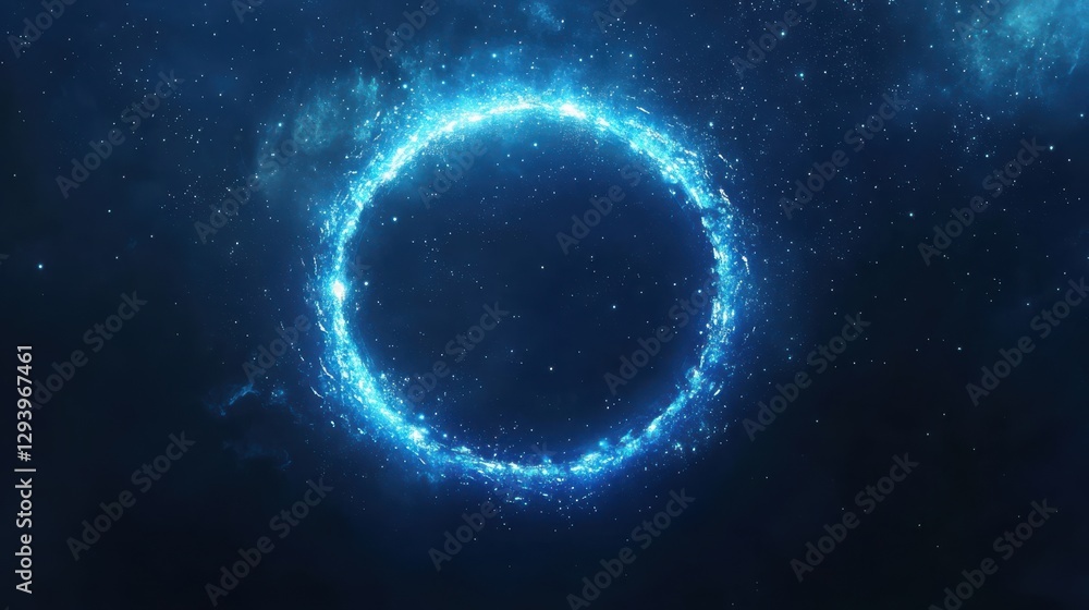 Wall mural bright circular light in cosmic space with starry background