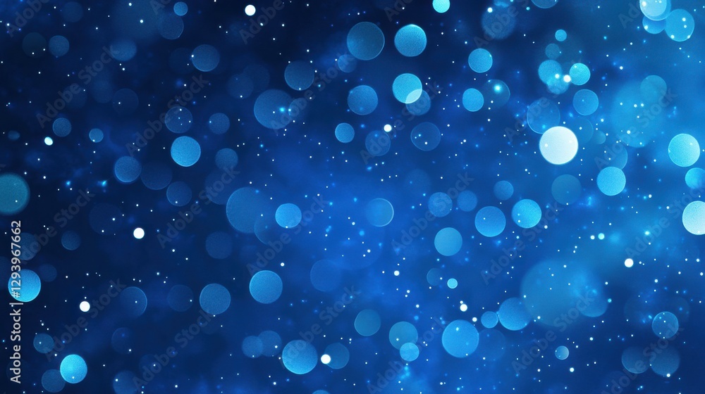 Poster abstract blue bokeh background with soft light circles