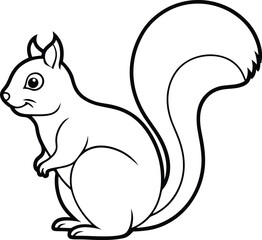 Squirrel Outline Vector – Cute Black Wildlife Illustration