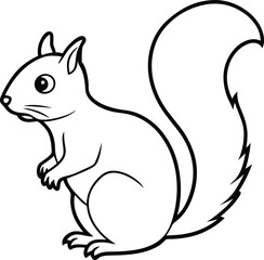 Squirrel Outline Vector – Cute Forest Animal Illustration