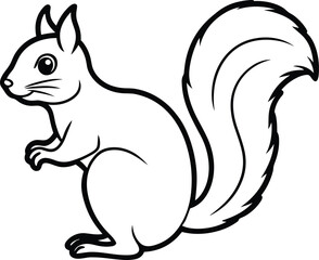 Obraz premium Cute Squirrel Outline Vector – Wildlife Drawing
