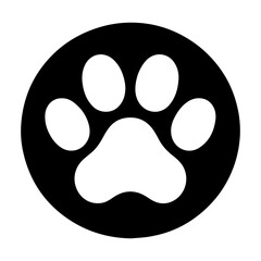 Fototapeta premium Iconic black paw print silhouette representing animal companionship and affection in a minimalist design