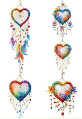 Hand-painted elements colorful love dream catcher material