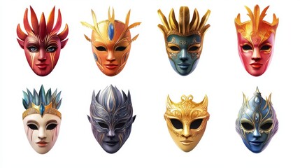 A set of icons for games. Masks. Isolated on a white background