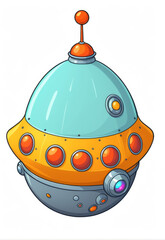 Hand-drawn cartoon spaceship original elements