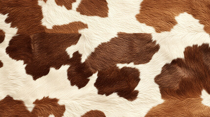 Cow print background with organic brown and white patches on natural cowhide